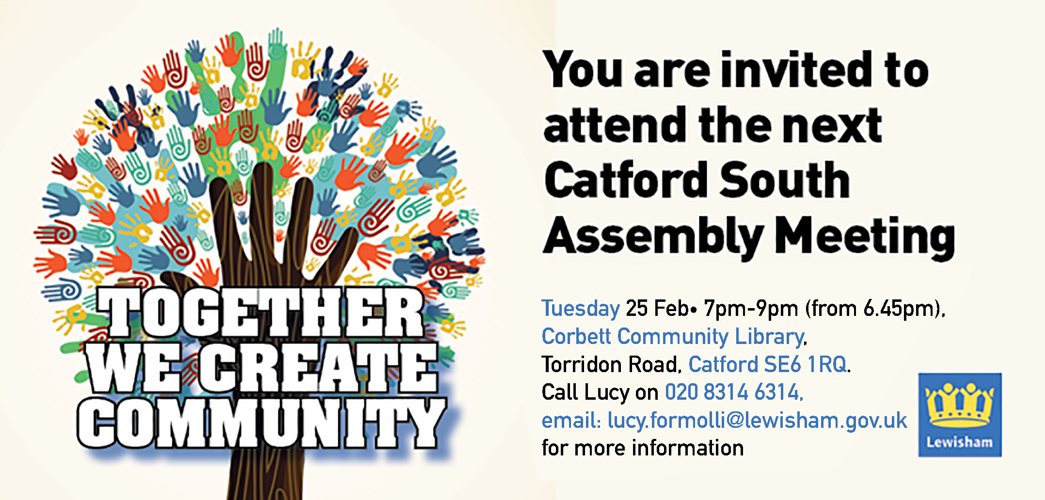 Catford South Local Assembly meeting – Tuesday 25 February. 7pm